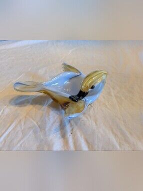 2/50$ Vintage blue and Amber Glass duck Decorative Figurine / trinket dish